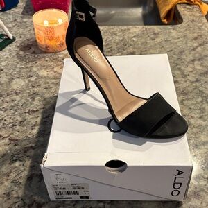 ALDO Black Open-Toe Ankle Strap Stiletto Heels